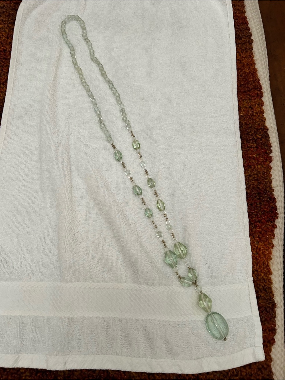 Delicate Light Green Beaded Long Necklace - Women Jewelry